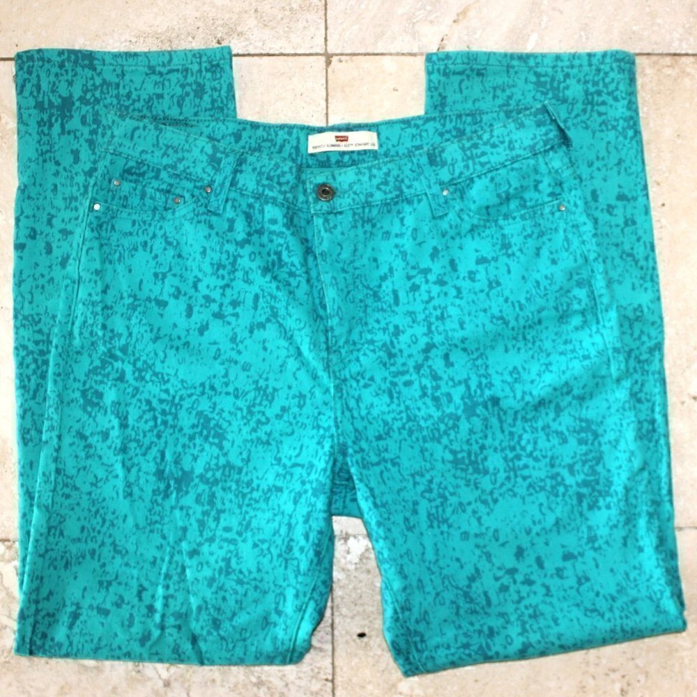 Women's Levi's Turquoise Perfectly Slimming Soft 512 Straight Leg 16M W33 L32